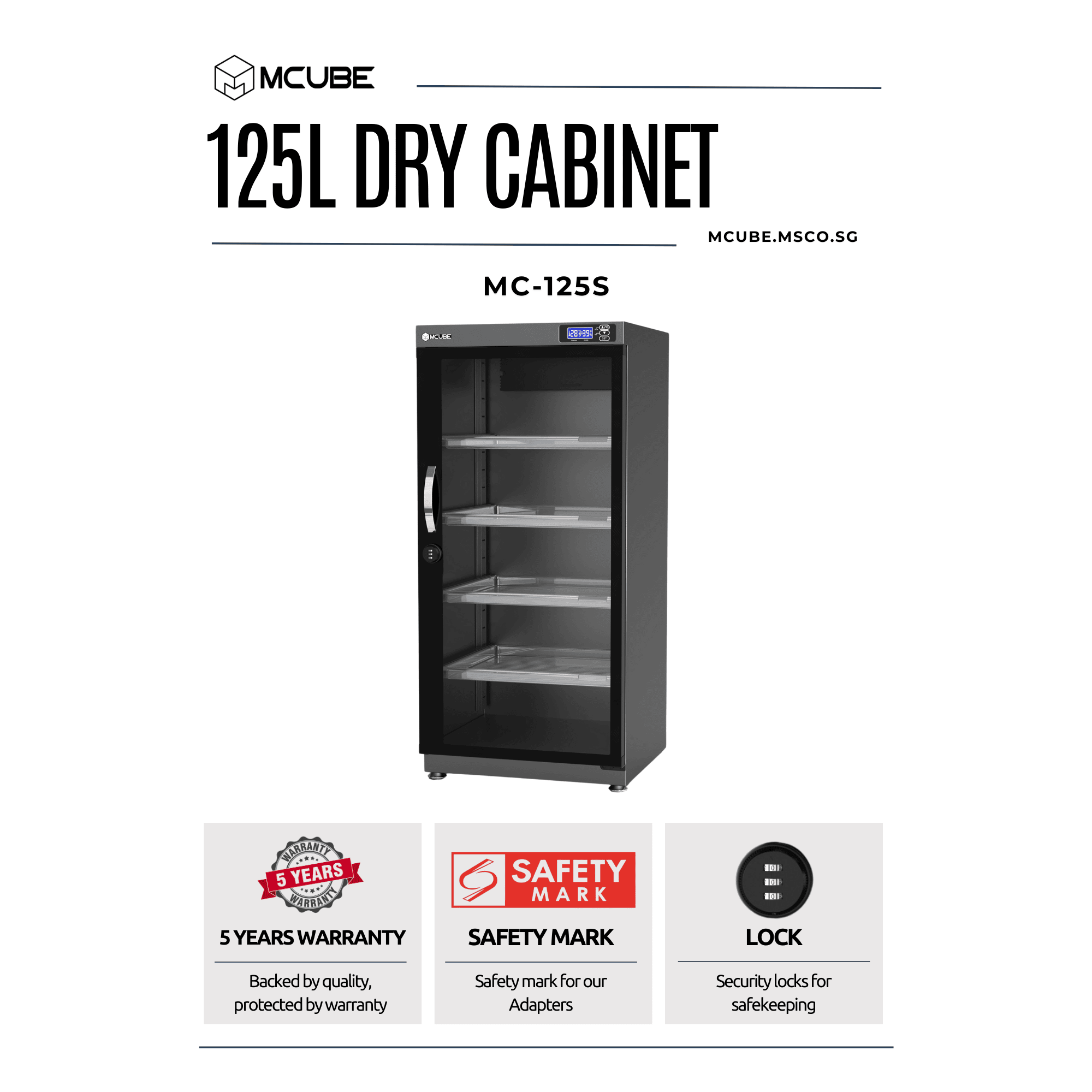 MCUBE 125L Dry Cabinet — professional large capacity dry box for gear collections