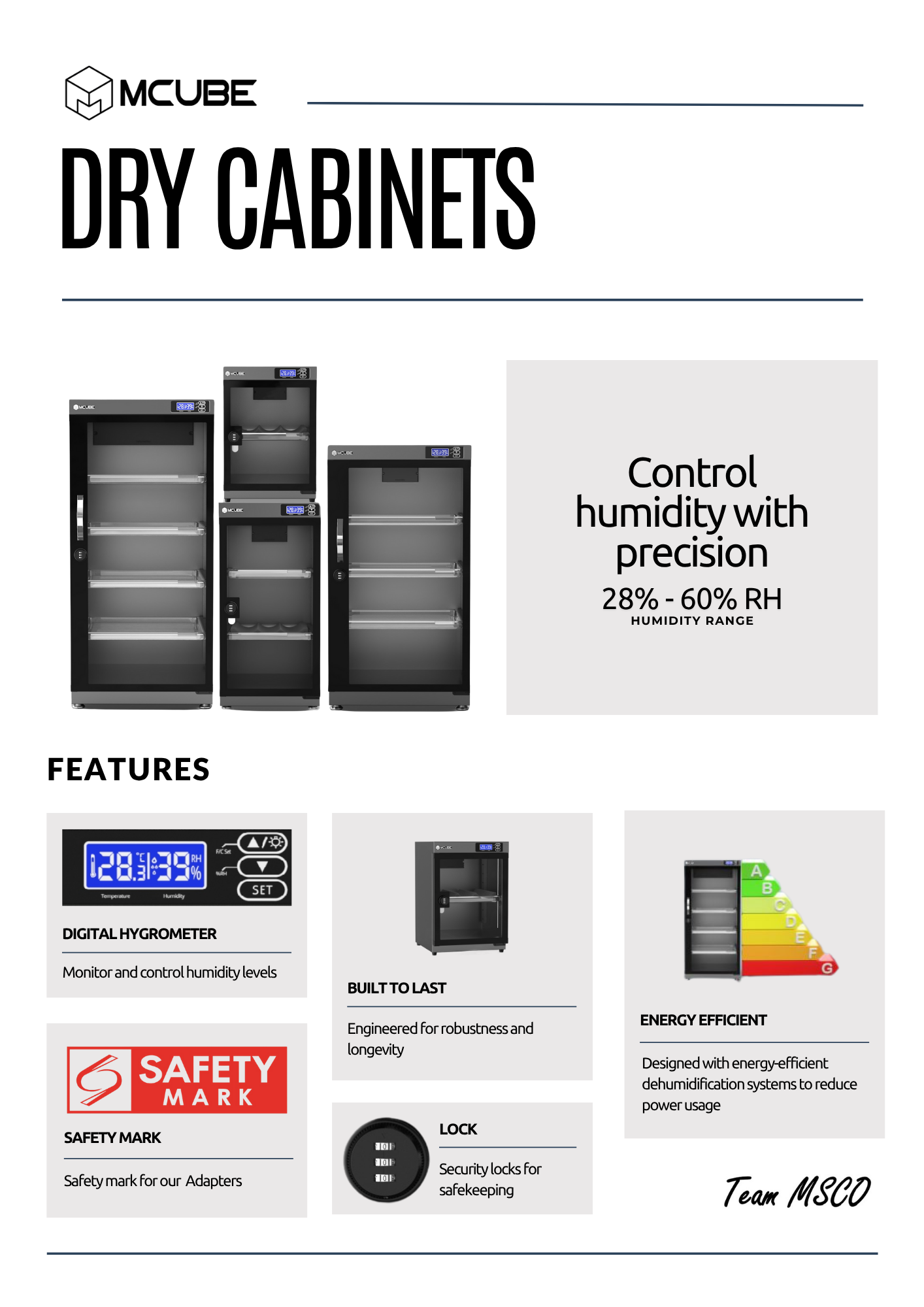 MCUBE dry cabinet features overview — precision humidity control and quality build